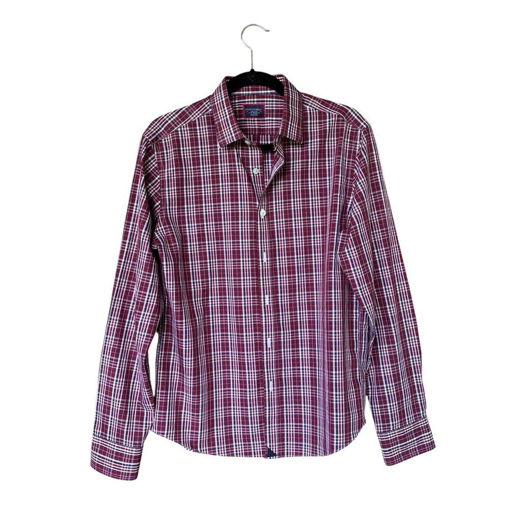 Untuckit‎ Men's Button Down Long Sleeve Red  Blue White  Sz Medium Slim Fit
